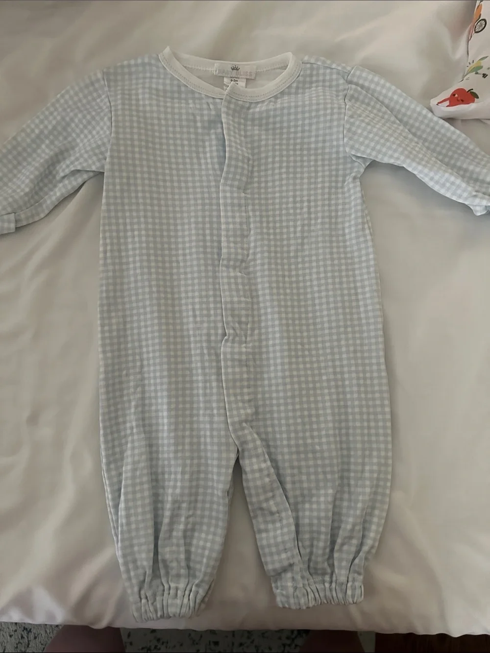 Light Blue Gingham Baby One-Piece Bodysuit